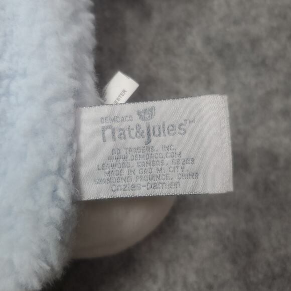 Demdaco Nat & Jules Light Blue Puppy Dog Lovey 11 Inch Rattle Plush Baby Toy - Picture 9 of 9